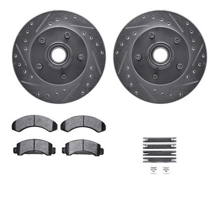 DYNAMIC FRICTION CO 7412-54018, Rotors-Drilled and Slotted-Silver w/Ultimate Duty Brake Pads incl. Hardware, Zinc Coated 7412-54018